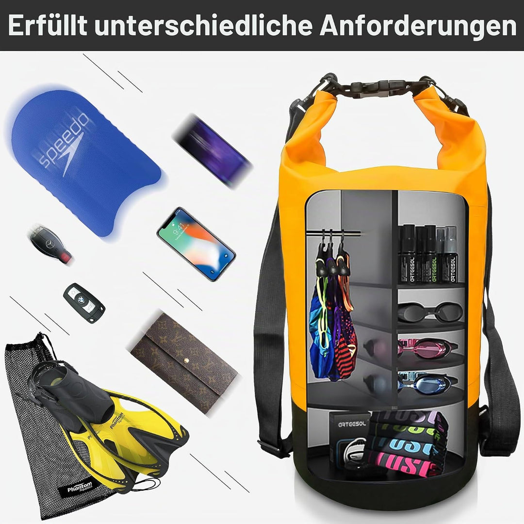 Dry Bag wasserdichte Tasche 5L/10L/20L/30L Wasserfester Beutel Packsack mit Langen Doppeltem Verstel