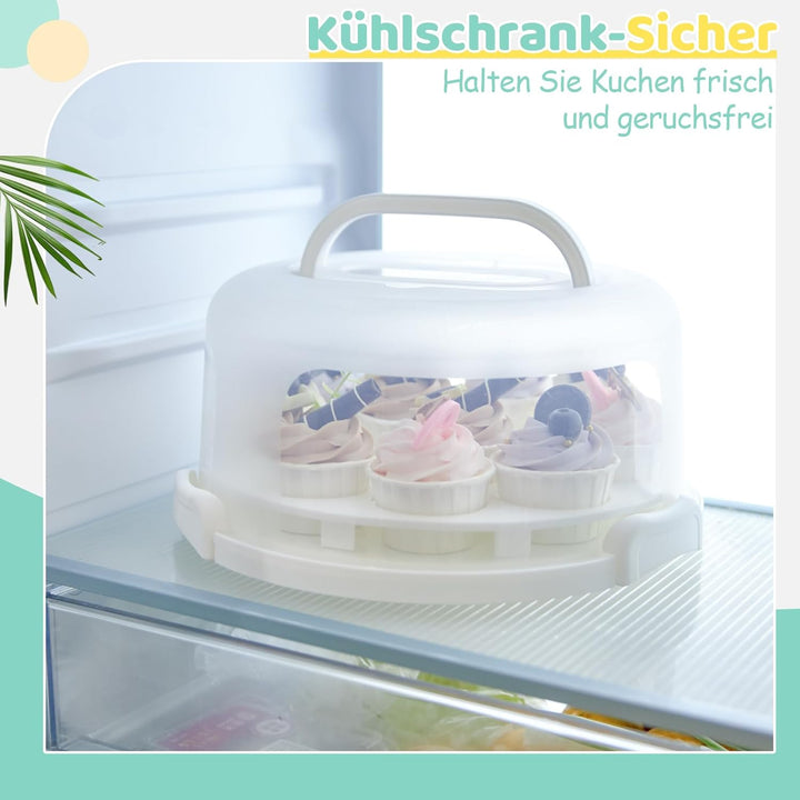 Ohuhu Kuchen Transportbox, Torten Transportbox mit Deckeln und Tragegriff, Tragbarer Tortentransport