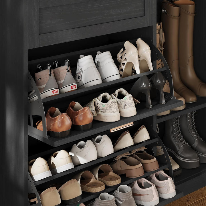 Schuhschrank mit 2 Klappen, Schuhkipper Schmal, Schuhschrank mit 1 Schublade, Schrank, Trennwand Ver