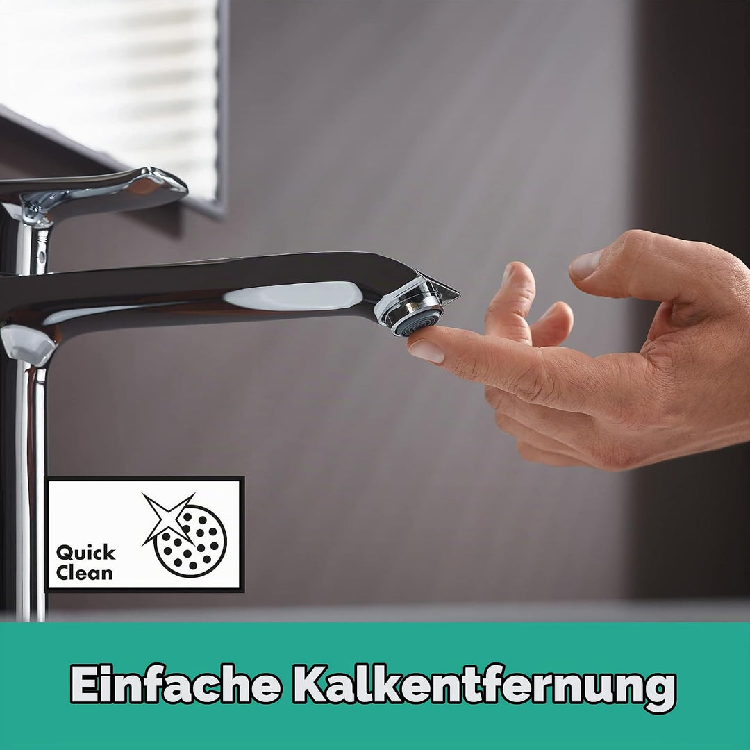 hansgrohe Waschtischarmatur Metris, Wasserhahn Bad mit Auslauf Höhe 260 mm, mit Zugstange, Badarmatu
