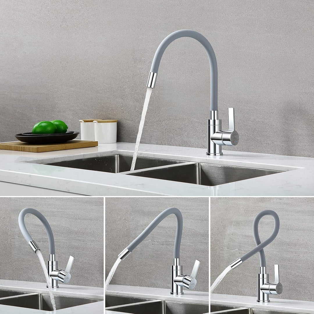 Küchenarmatur mit Flexibler Silikonschlauch, Auralum Hochdruck Wasserhahn Küche, Armatur Küche 360°