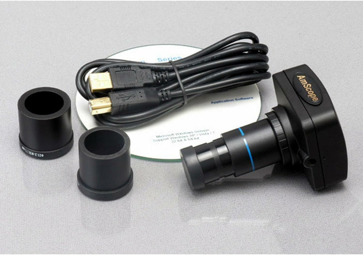 AmScope SM-3TZ-54S-3M Trinokulares LED Boom Ständer Stereomikroskop mit 3MP Kamera, 3.5X-90X, Weiss