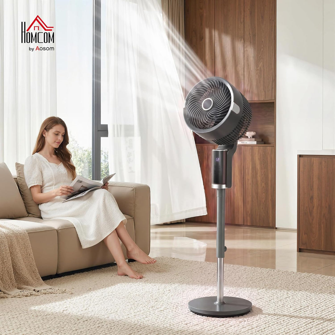 HOMCOM Standventilator Luftzirkulator Lüfter mit 8 Geschwindigkeitsstufen, LED-Display, Fernbedienun