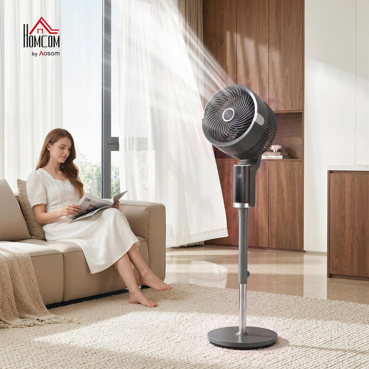 HOMCOM Standventilator Luftzirkulator Lüfter mit 8 Geschwindigkeitsstufen, LED-Display, Fernbedienun