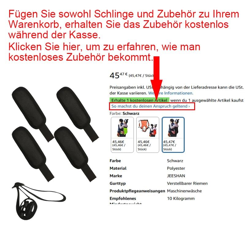 Schwarze Kindertrage Sling Kinderrückentrage Wanderrucksack Gürtel Kinderliftschlinge für den Transf