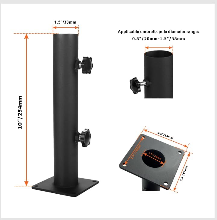 VANROUG Robuster quadratischer Sonnenschirmständer Sonnenschirmfuss aus Stahl mit verstellbarem Knau