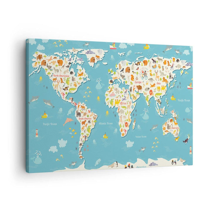 Bilder auf Leinwand Geographie Globus Grafik Illustration Leinwandbild 70x50cm Wandbilder Dekoration