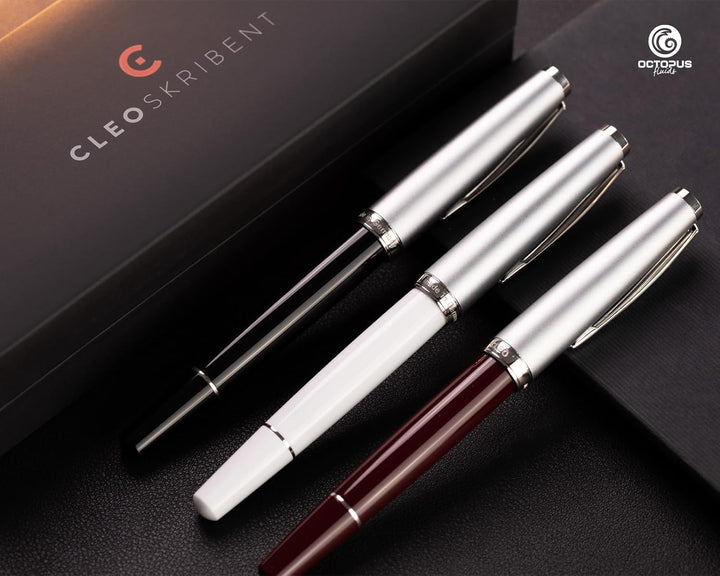 CLEO Classic Metall schwarz +++ Kolben-Füllfederhalter, HOCHWERTIGE FEDER (M) +++ palladinierte Zier
