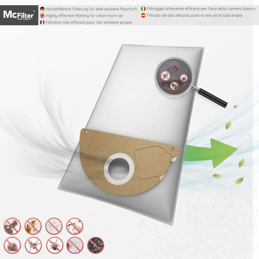 McFilter | 10 Staubsaugerbeutel geeignet für Kärcher K2101 K2301 K4000 Plus A2101 2101 Hoover H33 St
