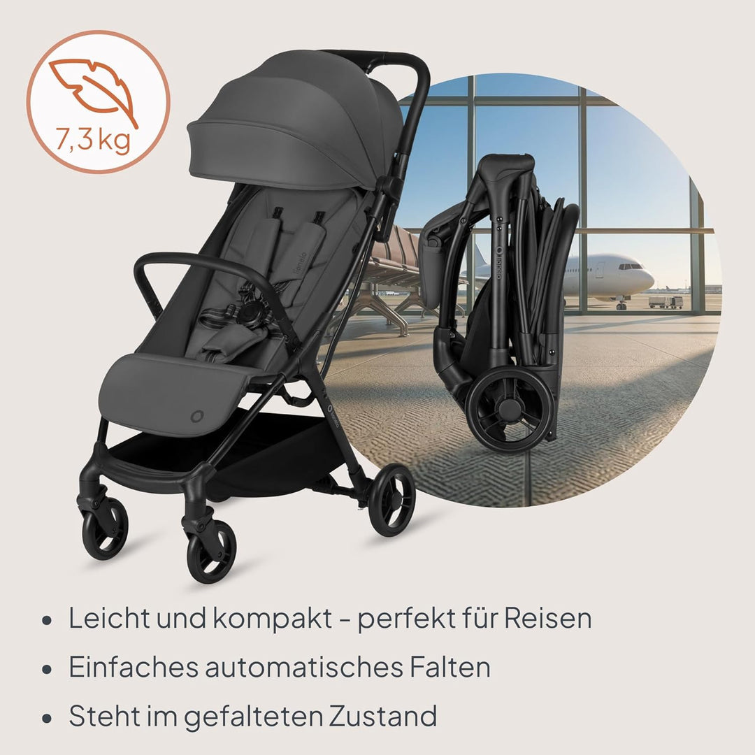 Lionelo Agia Reisebuggy Bis 22 kg, Leichter Buggy Kinderwagen ab 6 Monaten, Klein Zusammenklappbar m
