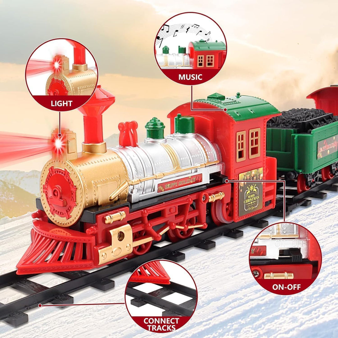 Weihnachtszug Set, Elektrische Bahngleis Spielzeug Weihnachtsdekoration, realistischen Klängen, Weih