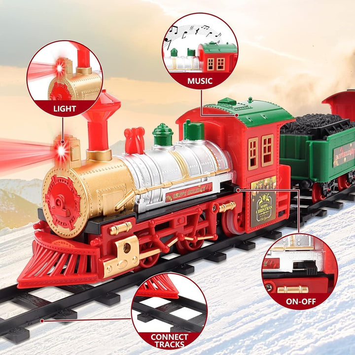 Weihnachtszug Set, Elektrische Bahngleis Spielzeug Weihnachtsdekoration, realistischen Klängen, Weih