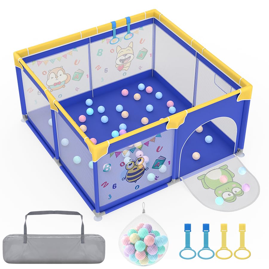 Aufun Laufstall Baby Laufgitter 300D Oxford Gewebe, mit Anti-Kollision Schaum Absperrgitter, atmungs