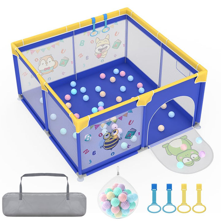 Aufun Laufstall Baby Laufgitter 300D Oxford Gewebe, mit Anti-Kollision Schaum Absperrgitter, atmungs