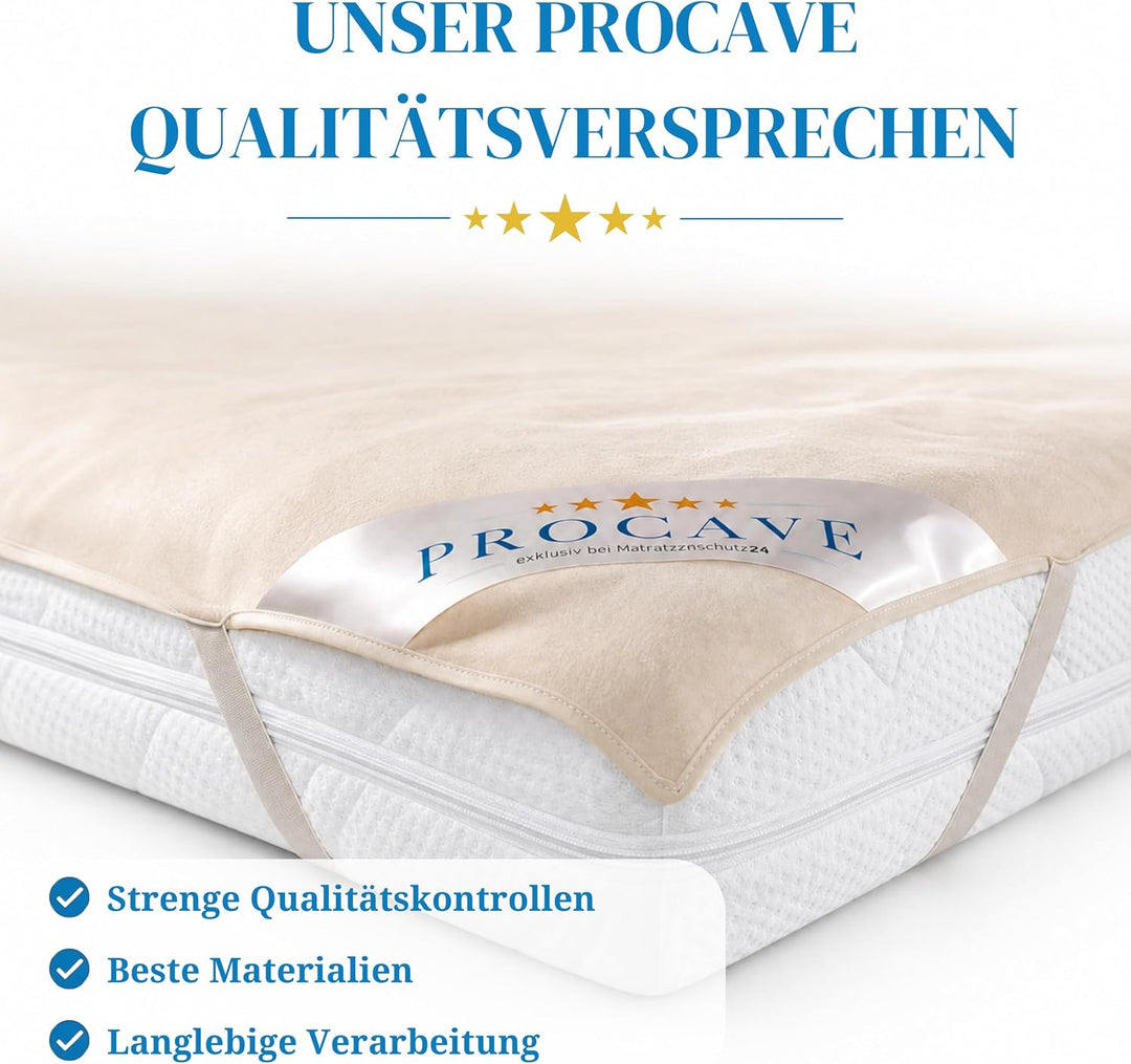 PROCAVE Matratzen-Auflage aus 100% Baumwolle, Natur-Matratzenschoner atmungsaktiv, hochwertige Molto