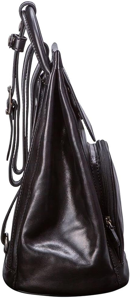 Maxwell Scott Hochwertiger Damen Leder Rucksack Carli in Schwarz, Schwarz