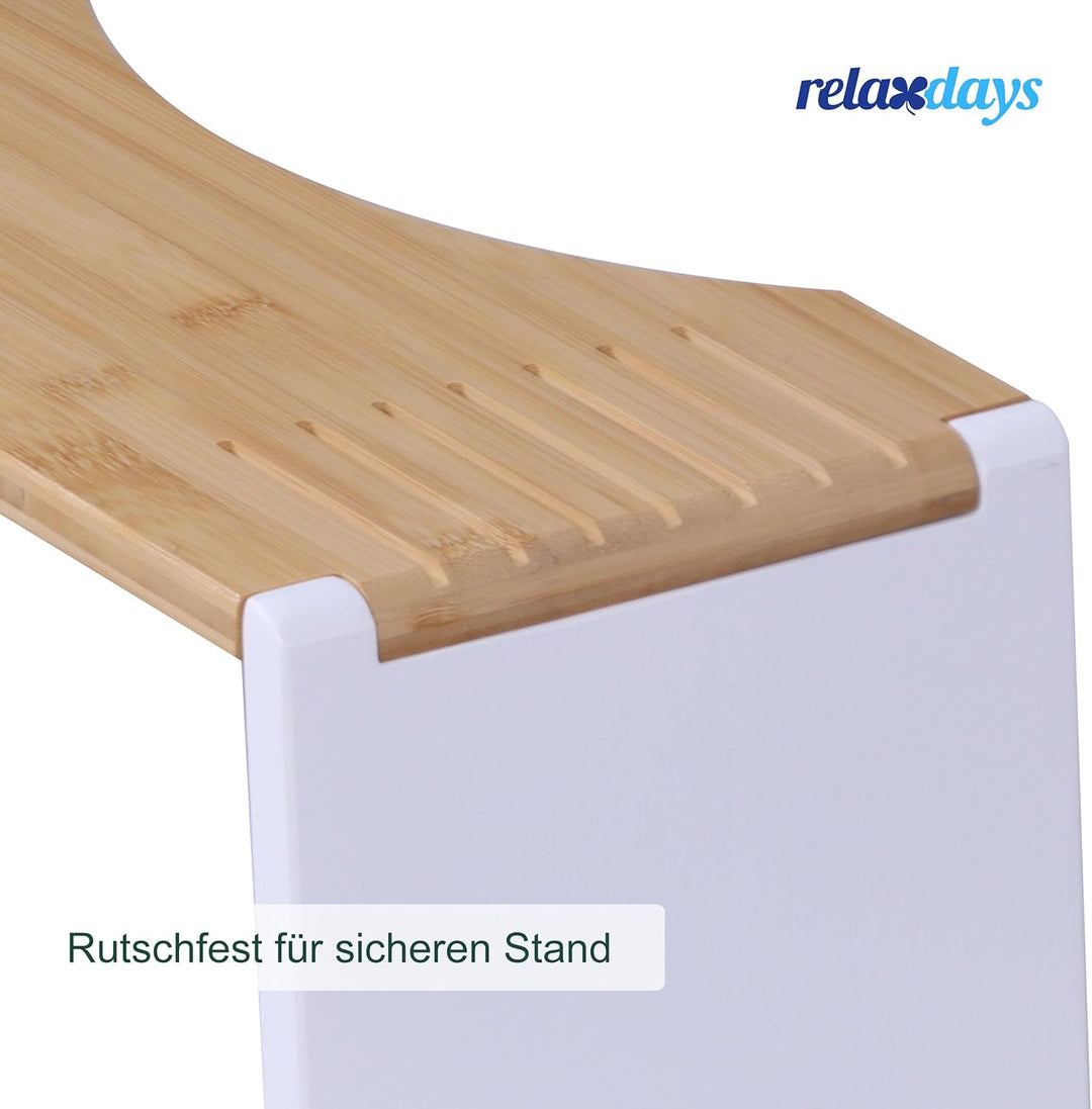 Relaxdays Toilettenhocker, klappbar, Hocker Toilettengang, Erwachsene, Bambus, rutschfest, HBT 19x43