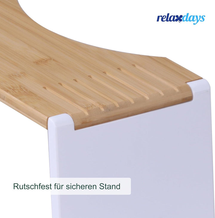 Relaxdays Toilettenhocker, klappbar, Hocker Toilettengang, Erwachsene, Bambus, rutschfest, HBT 19x43