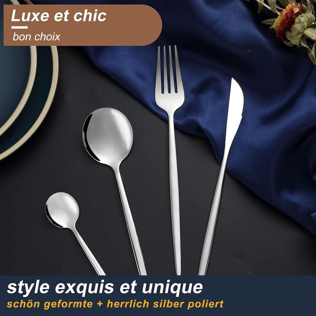 Bestdin Besteck Set 6 Personen, 24 teilig Edelstahl Besteckset, Essbesteck Set mit Messer Gabel Löff