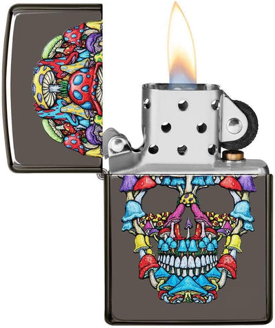 ZIPPO – Totenkopf Design, Color Image, Black Ice – Sturmfeuerzeug, nachfüllbar, in hochwertiger Gesc