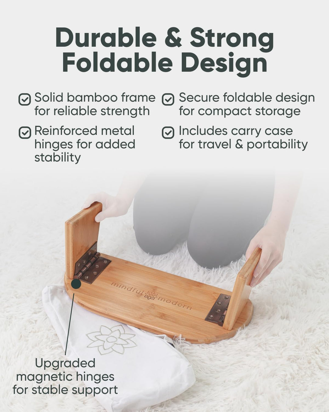 Mindful &amp; Modern Faltbare Meditationsbank | Verriegelung magnetische Scharniere | Holzkniende ergono