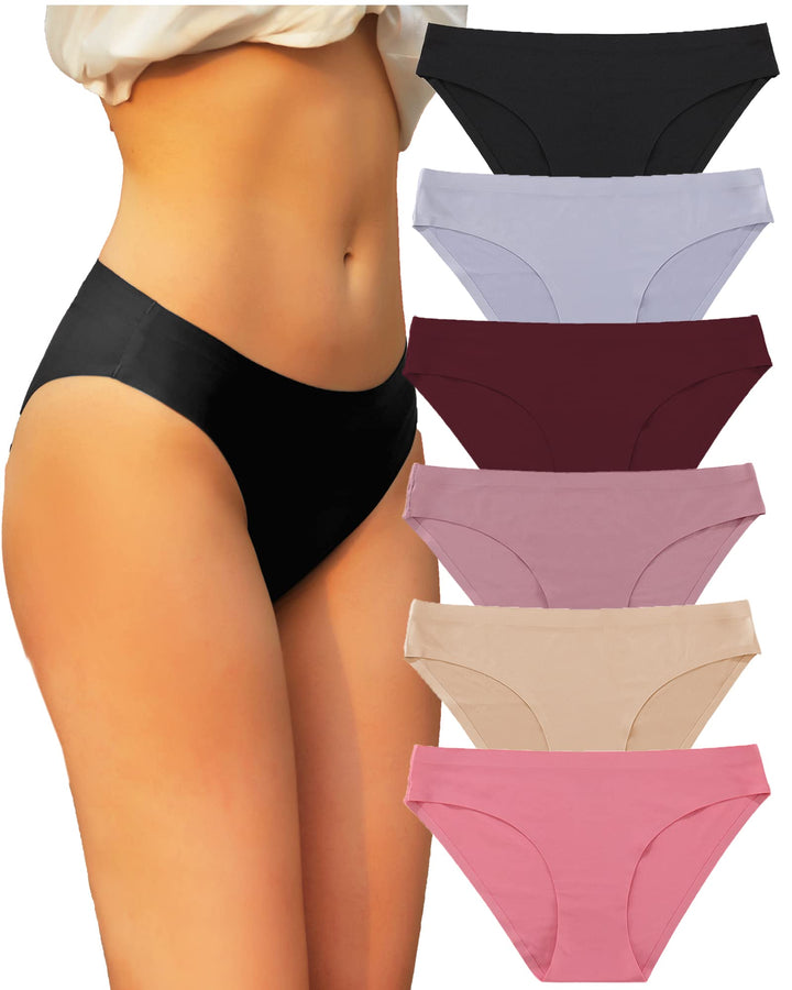 FINETOO 6er Pack Damen Seamless Slips Nahtlo Hipster Unsichtbare Unterhosen Sexy Unterwäsche Bequem