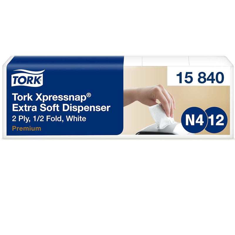 Tork 15840 Xpressnap Extra Soft Spenderserviette unbedruckt / Weisse Papierserviette für Serviettens