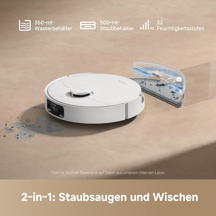 dreame D20 Pro Plus Saugroboter, 13.000 Pa Saugkraft, DuoBrush für Tierhaare, Eckenrein, Selbstentl,