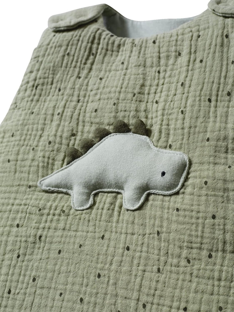 Vertbaudet Babyschlafsack ohne Ärmeln, Gaze aus Baumwolle, DINOSAURUS 0/6 m, Khaki Grün 0/6M, Grün 0