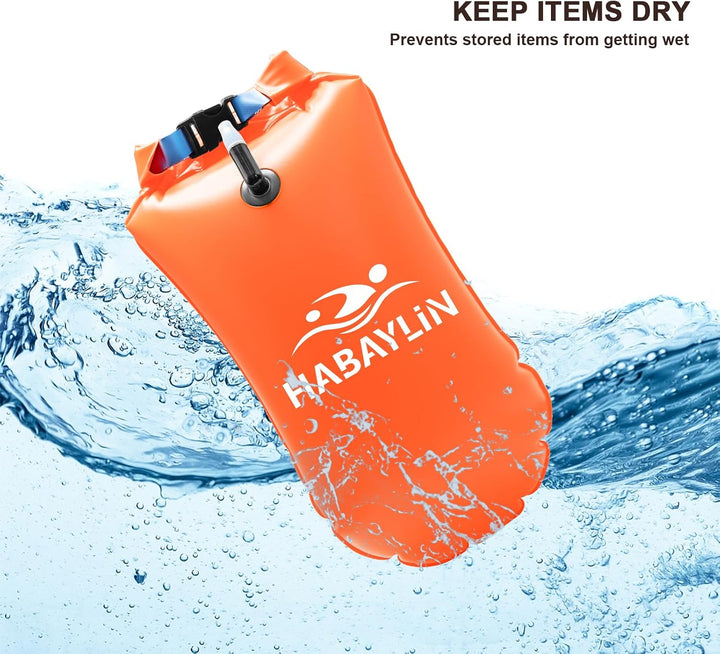 Schwimmboje - 20L Orange, Boje Schwimmen für Erwachsene und Kinder, Trockensack Gute Sicherheit beim
