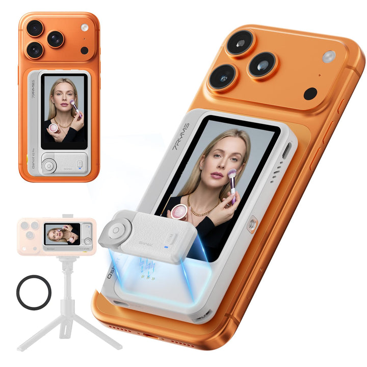 7RYMS Qshot V2 PRO Kabelloser Selfie-Monitor für iPhone 17/16 & Android, Magnetischer Smartphone Rüc