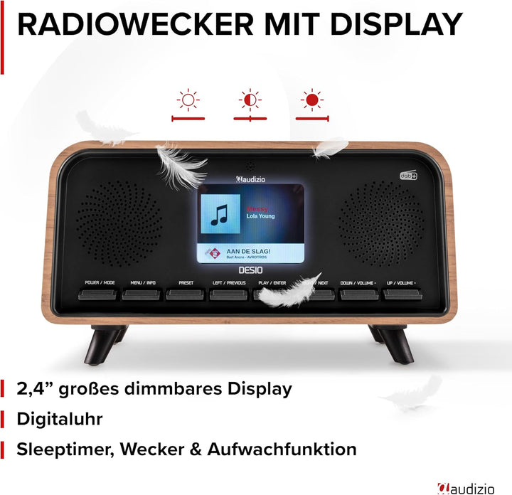 Audizio Desio - DAB Radio mit Bluetooth 5.0 - Stereo DAB Plus Radio mit Fernbedienung, 50 Speicherpl