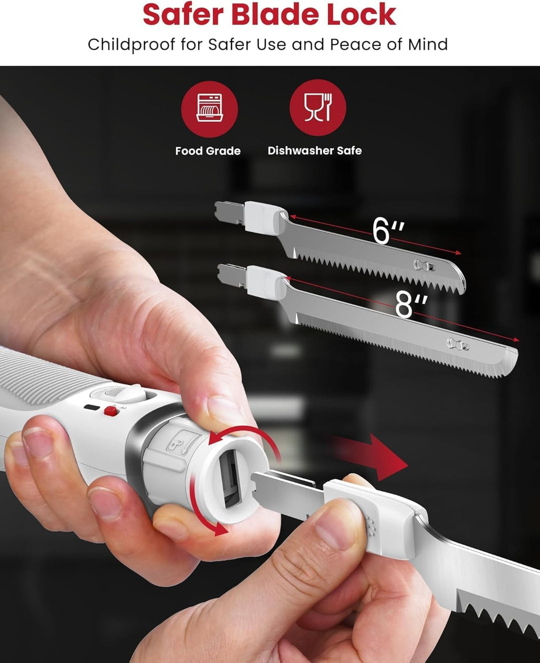 Keenstone Elektrisches Messer Kabelloses, Sägeklingenmesser für Truthahn, Fleisch, Fischfilet & Brot