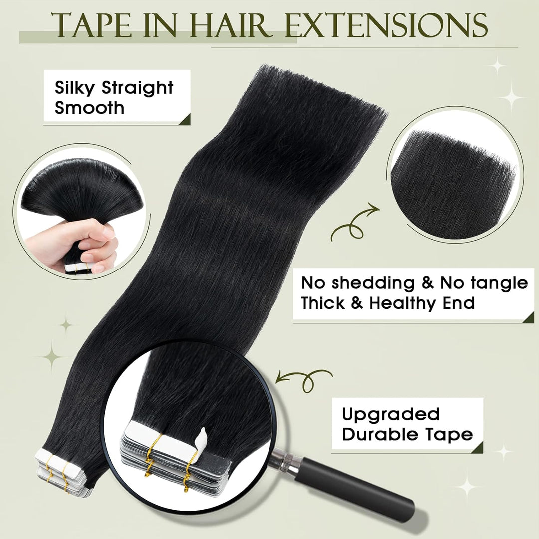 Benehair Tape in Extensions Echthaar, Invisible Tape Extensions Echt Haar, 20Pcs 30g Haarverlängerun