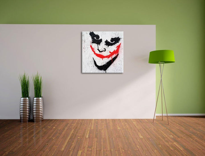 Pixxprint Joker in Gefahr, Format: 70x70 auf Leinwand, XXL riesige Bilder fertig gerahmt mit Keilrah