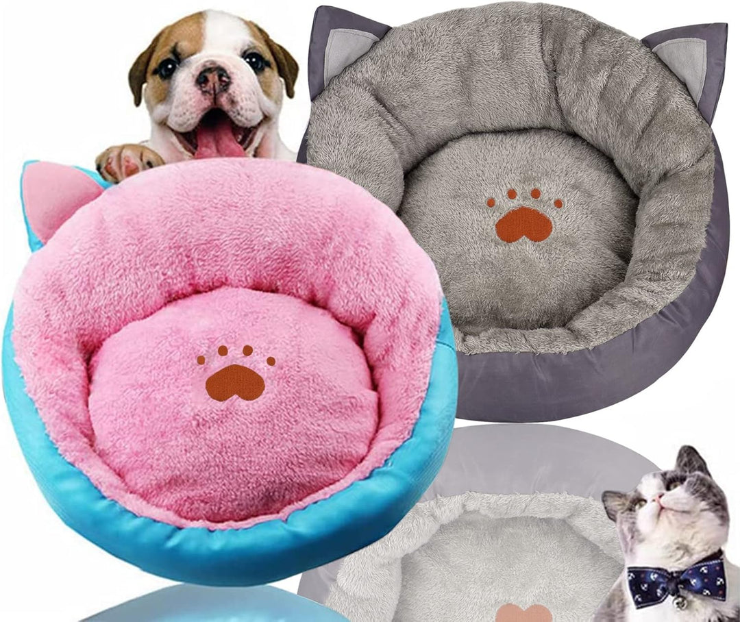 Queta Hundebett Waschbar, Katzenbett. Katzenohrform Runde Hundekorb Warmes Haustierbett Katzenbett,