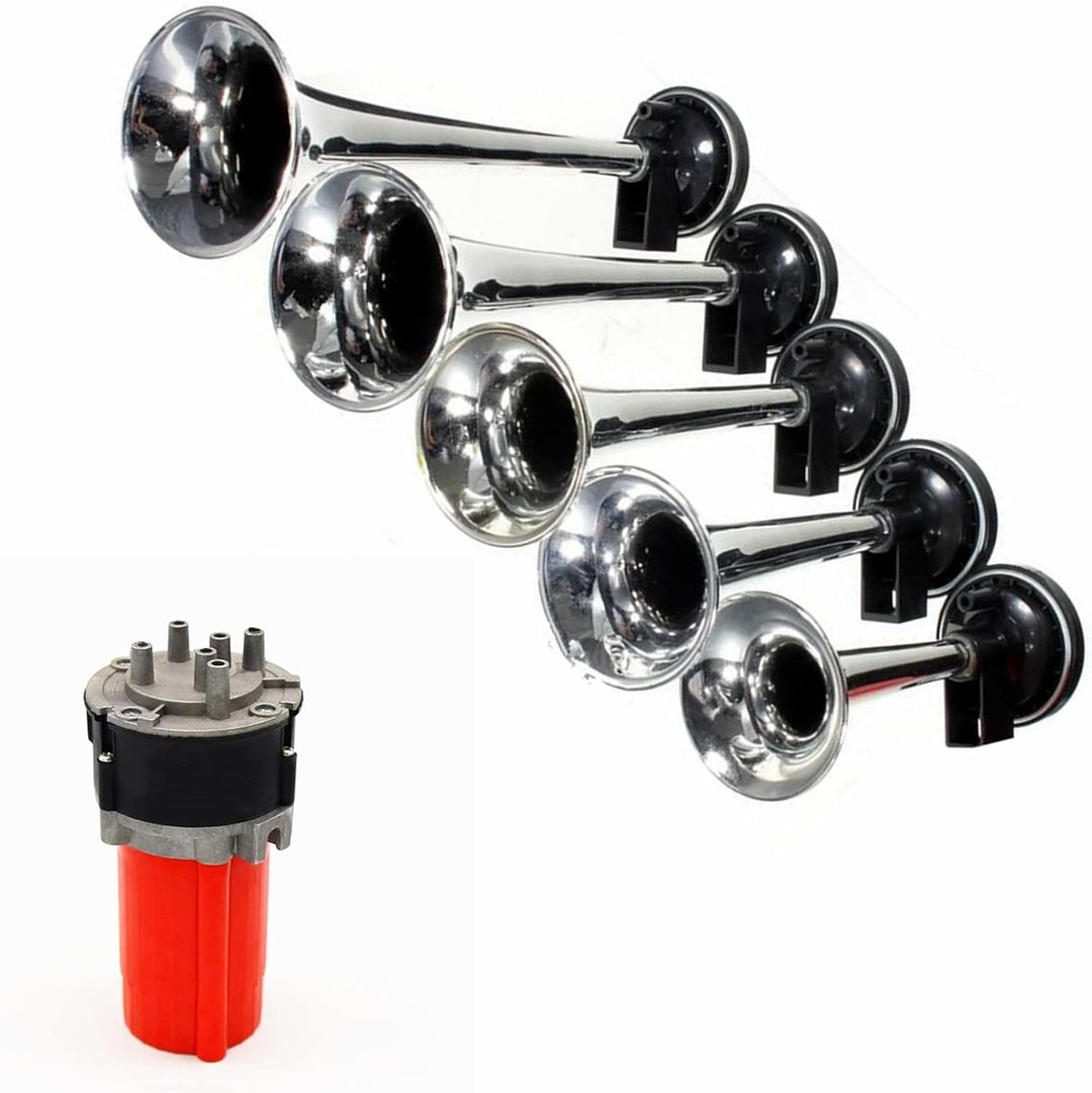 YIYIDA Autohupe Lufthupe Car Horn fünf Röhren Musikhupe 160db LKW-Hupe Car Horn 12V Trompete Dixie E