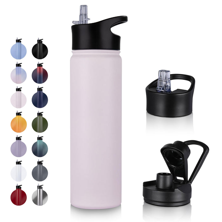 Edelstahl Trinkflasche - 750ml - mit Strohhalm,Auslaufsicher,Kohlensäure Geeignet,BPA frei Thermosfl