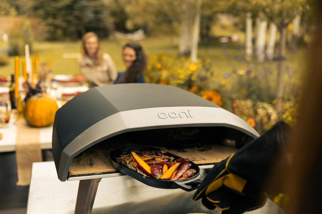 Ooni Grizzler Pfanne aus Gusseisen, Grill-Bratpfanne, 31 cm x 16 cm, Grillplatte mit abnehmbarem Gri