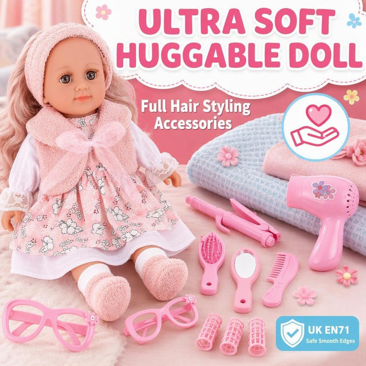 deAO Babypuppen-Spielset, Kleid Spiel Set für 36cm Puppe mit 3 Outfits und Puppenzubehör zum Kämmen