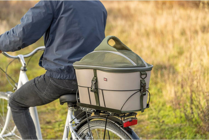 TRIXIE Fahrradkorb - olivgrün/beige