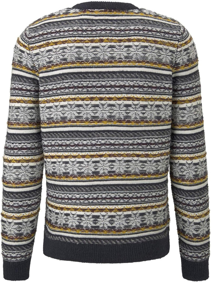 TOM TAILOR Herren Pullover & Strickjacken winterlicher Jacquard-Pullover Blue Jacquard,XL,20841,6000