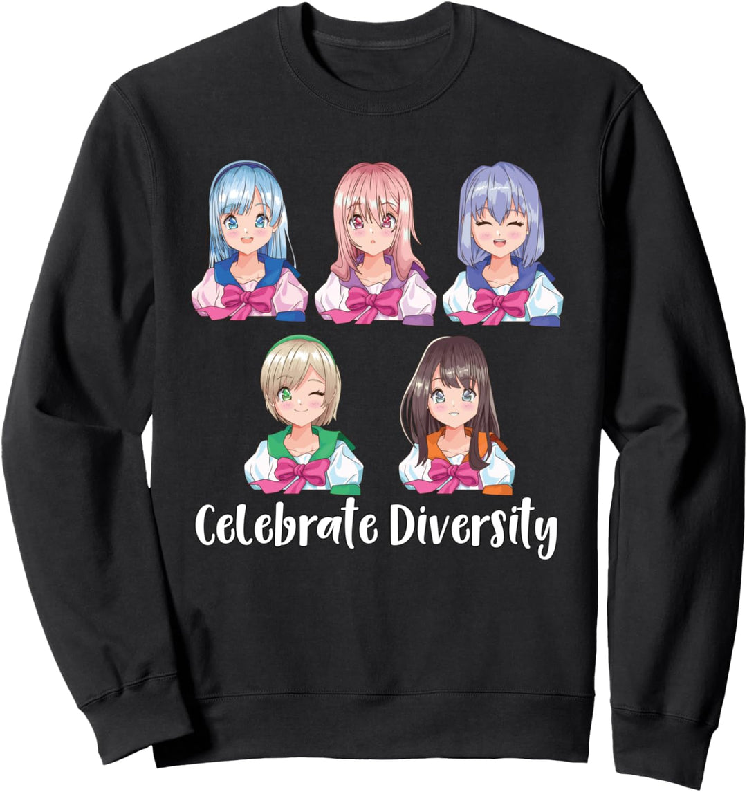 Feiern Sie Diversity Cute Fan Art Anime Girls Sweatshirt