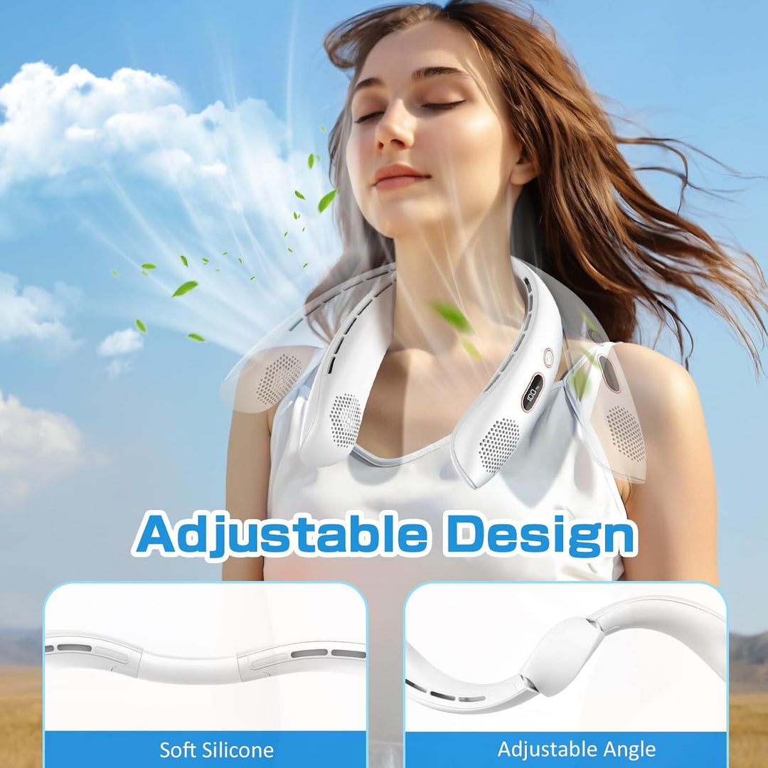 YAZEKY Tragbarer Nackenventilator Leise USB - 360° Kühlung Hals Ventilator mit LCD Display, 3 Stufen