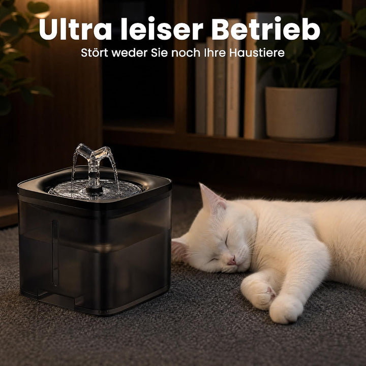 Katzenbrunnen Trinkbrunnen für Katzen, Leiser Katzen Trinkbrunnen mit 4-fach Filtersystem &amp; Zirkulat
