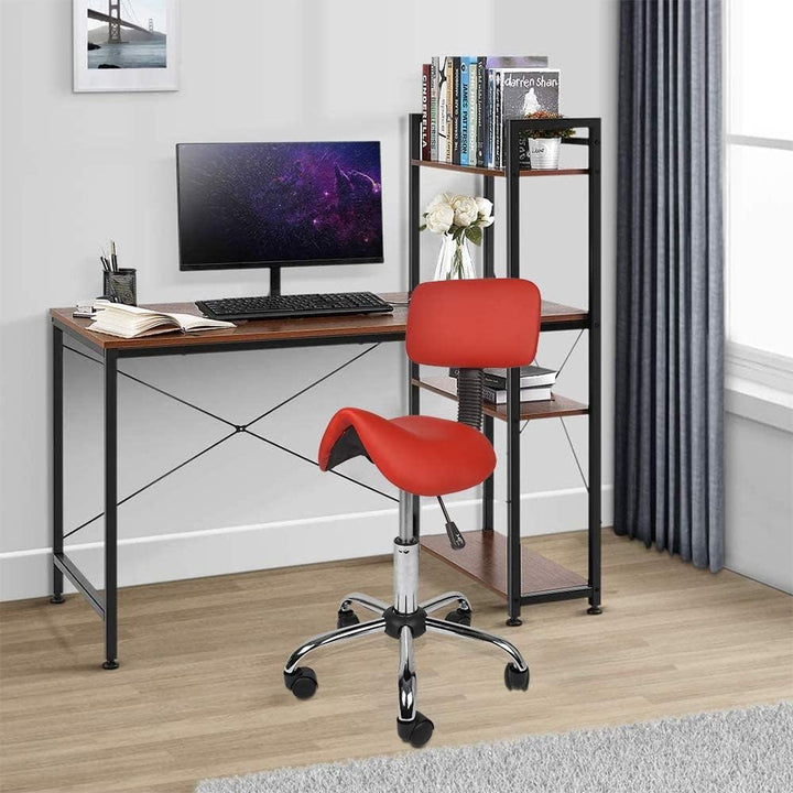 Mingone Bürohocker mit Rollen Sattelhocker mit Rückenlehne Drehhocker Arbeitsstuhl Ergonomisch Satte