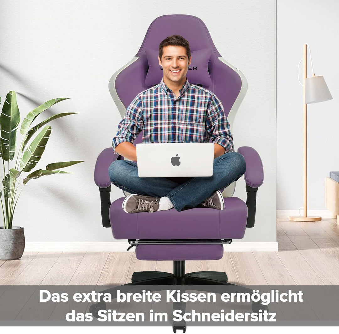 GTPLAYER Gaming Stuhl Ergonomischer Gaming Sessel Schreibtischstuhl Kunstleder, Federsitzkissen, Ver