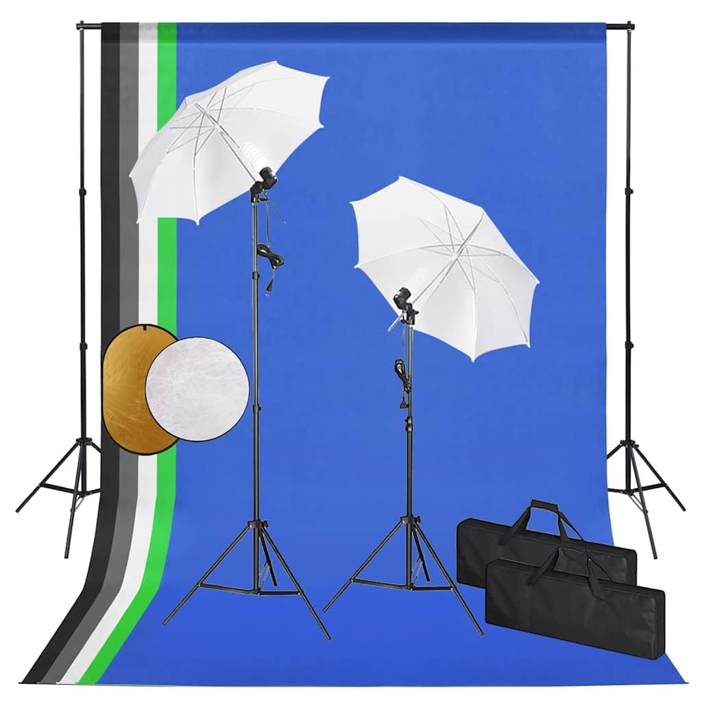 Fotostudio-Set mit Leuchten, Hintergrund, Reflektor, Stative, Softbox, Diffusor, Tragetaschen für Po