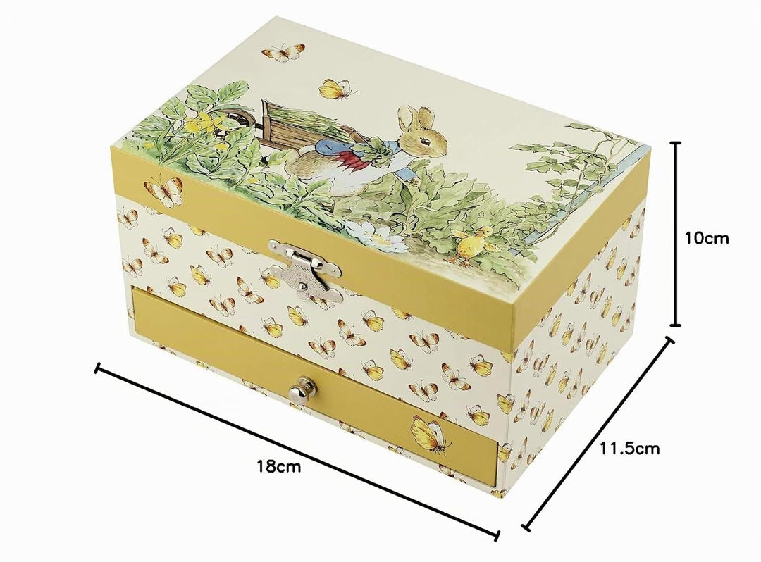 Trousselier 6260415 Schmuckschatulle für Kinder, Peter Hase, Spieluhr mit Musik und tanzender Figur