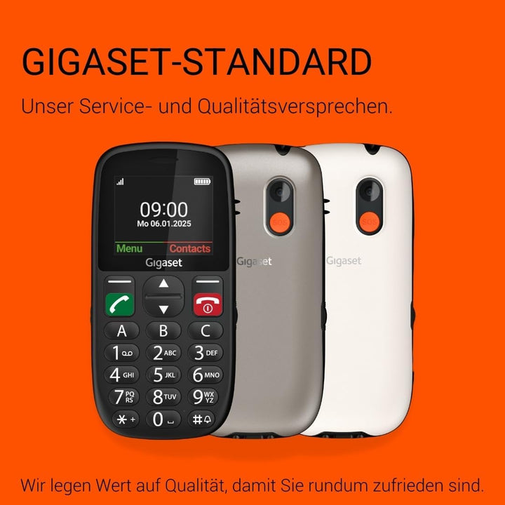 Gigaset GL395 Mobiltelefon – einfache Bedienung für Senioren, grosse Tasten & SOS-Notruftaste – Stau